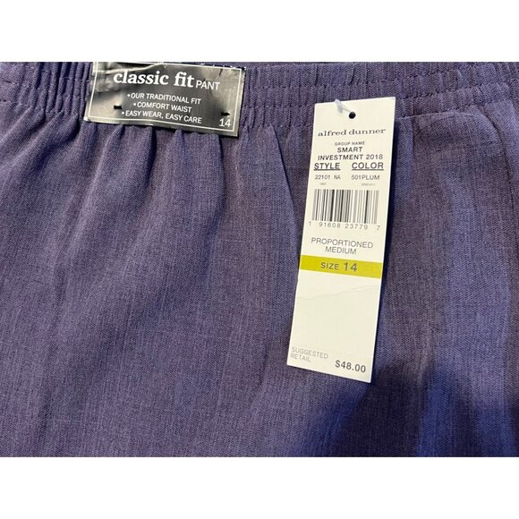 ✅3/$20 Deal-ALFRED DUNNER Classic Fit Pants - Plum Color - New!  Women's 14- - Picture 6 of 9